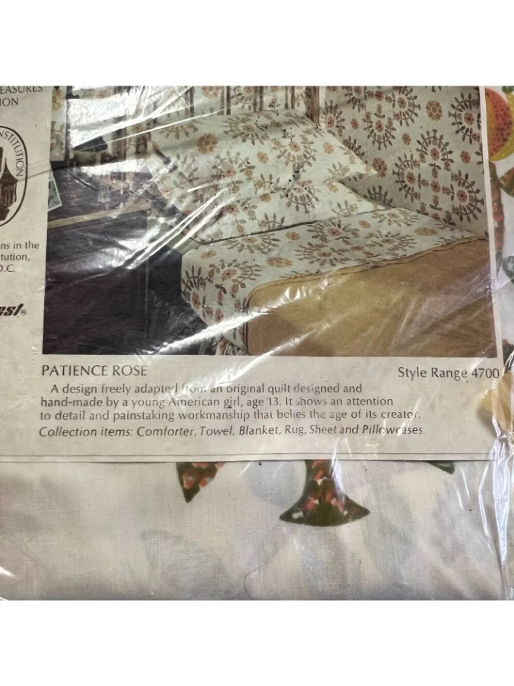 Vintage NOS Fieldcrest Double Fitted Sheet Patience Rose American Treasures